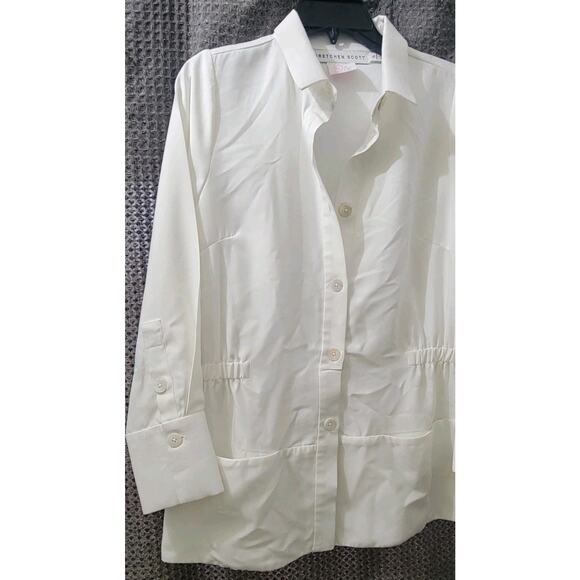 Gretchen Scott Womens Button Up Safari Jacket White Shirt Blouse Pocket Sz Small - Picture 5 of 8